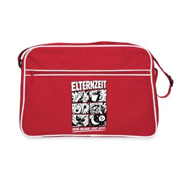 Elternzeit Comic Symbole - Retro Tasche - Rot/Weiß - Vorne