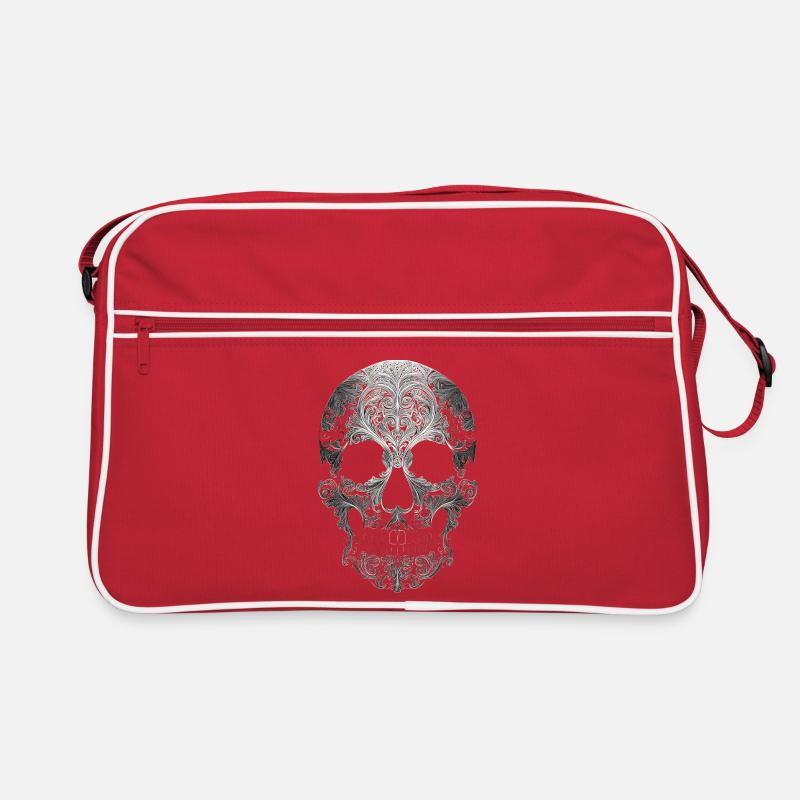 Line Art Skull Floral Retro Bag