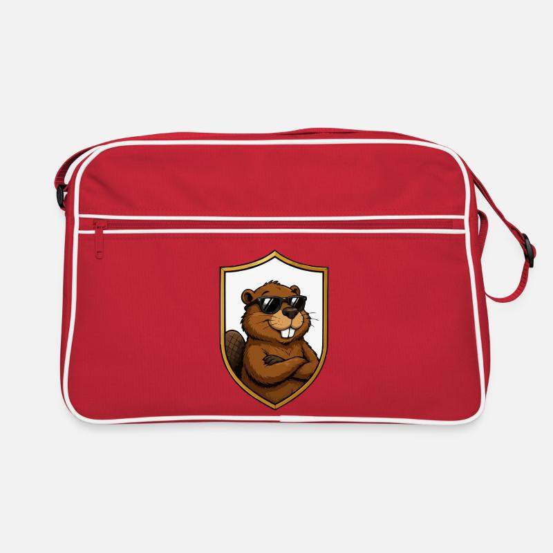 Castor Cool dans l’emblème du Bouclier Sac Retro