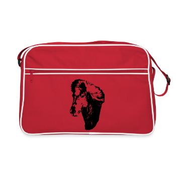 Expressive Icelandic Horse Portrait - Retro Bag - red/white - Front