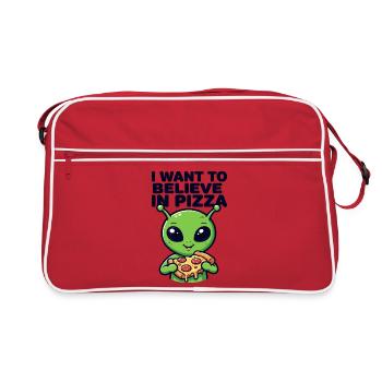 Je veux croire en l’extraterrestre de la pizza - Sac Retro - rouge/blanc - Devant