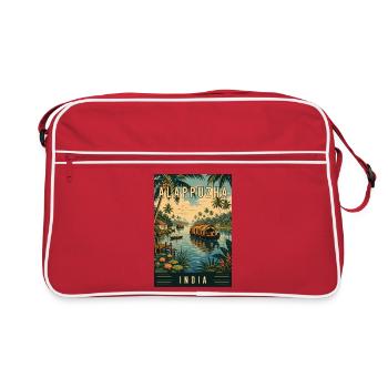Erleben Sie die Backwaters von Alappuzha in Indien - Retro Tasche - Rot/Weiß - Vorne