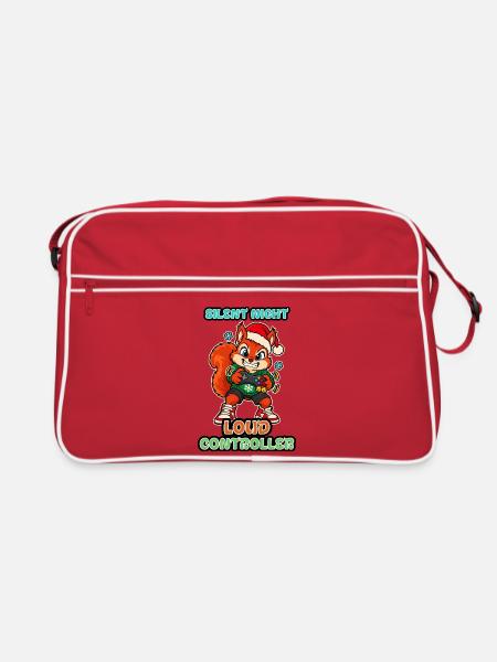 Stille Nacht Lauter Controller Weihnachts-Eichhörnchen - Retro Tasche - Rot/Weiß