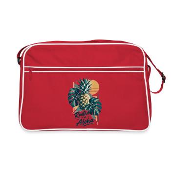 Minimalistische Monstera & Ananas: Aloha Vibe - Retro Tasche - Rot/Weiß - Vorne