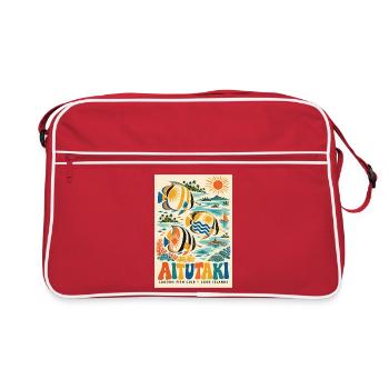 Erkunden Sie Aitutaki in der Retro-Lagune der Cookinseln - Retro Tasche - Rot/Weiß - Vorne