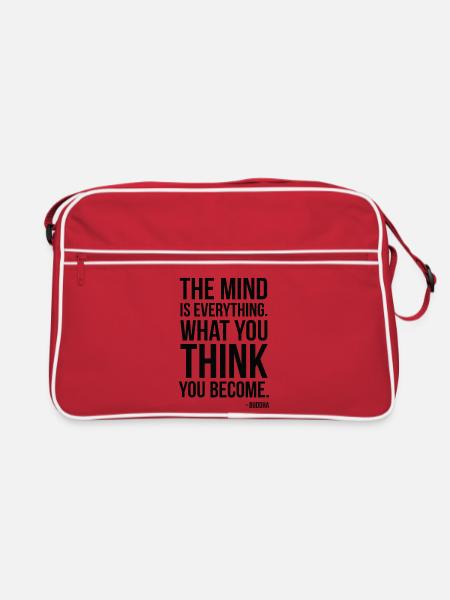 Buddha Mind Is Everything Zitattypografie - Retro Tasche - Rot/Weiß