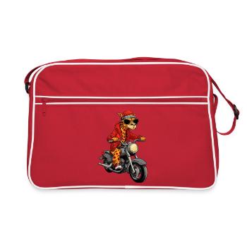 Motorrad Giraffe - Retro Tasche - Rot/Weiß - Vorne