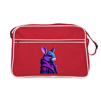 Portrait futuriste d’un chinchilla - Sac Retro - rouge/blanc - Devant