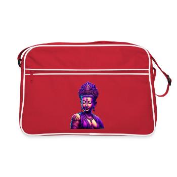 Neon Buddha with Lotus Crown - Retro Bag - red/white - Front