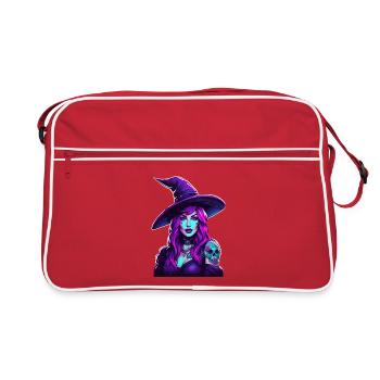 Portrait de sorcière néon en violet - Sac Retro - rouge/blanc - Devant