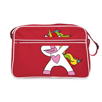 Dabbing Einhorn - Retro Tasche - Rot/Weiß - Vorne