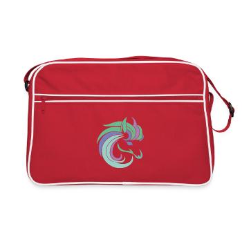 Pastel Dragon Silhouette - Retro Bag - red/white - Front