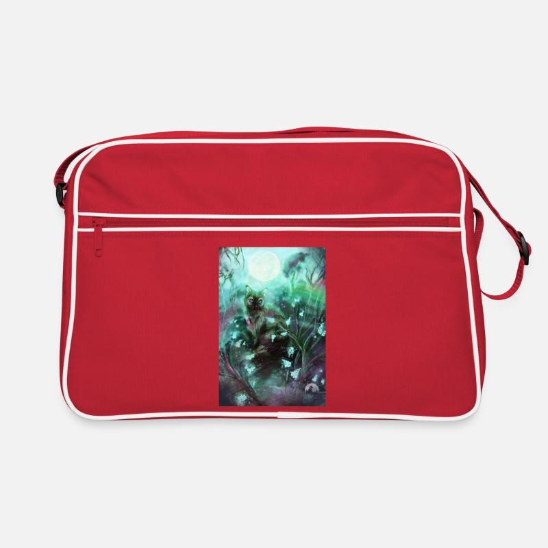 Chat de la forêt dans la forêt magique - Sac Retro - rouge/blanc