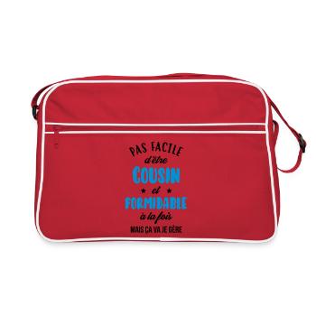 Onkel / Tante / Vetter / Cousin / Kusine - Retro Tasche - Rot/Weiß - Vorne