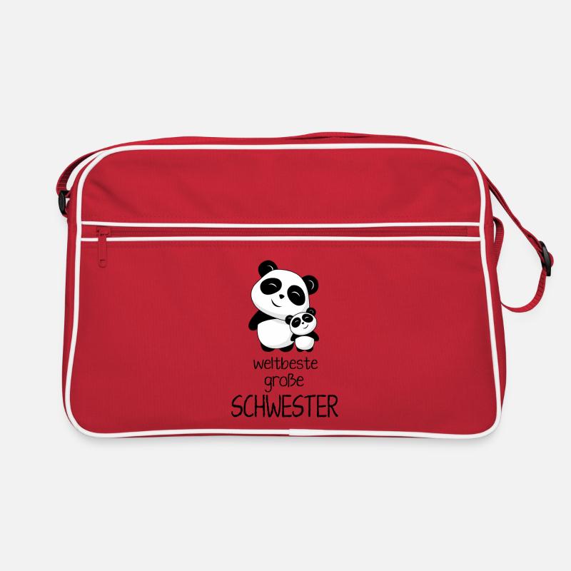 Weltbeste grosse Schwester - Retro Tasche - Rot/Weiß