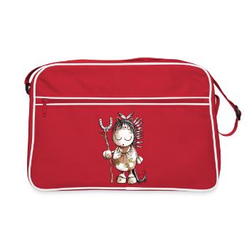 Chief Horse with Indian Feathers - Retro Bag - red/white - Front