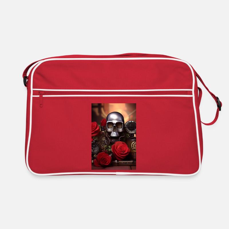 Metal skull with roses Retro Bag
