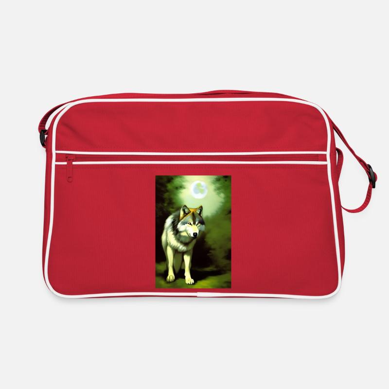 Wolf und Mond Retro Tasche