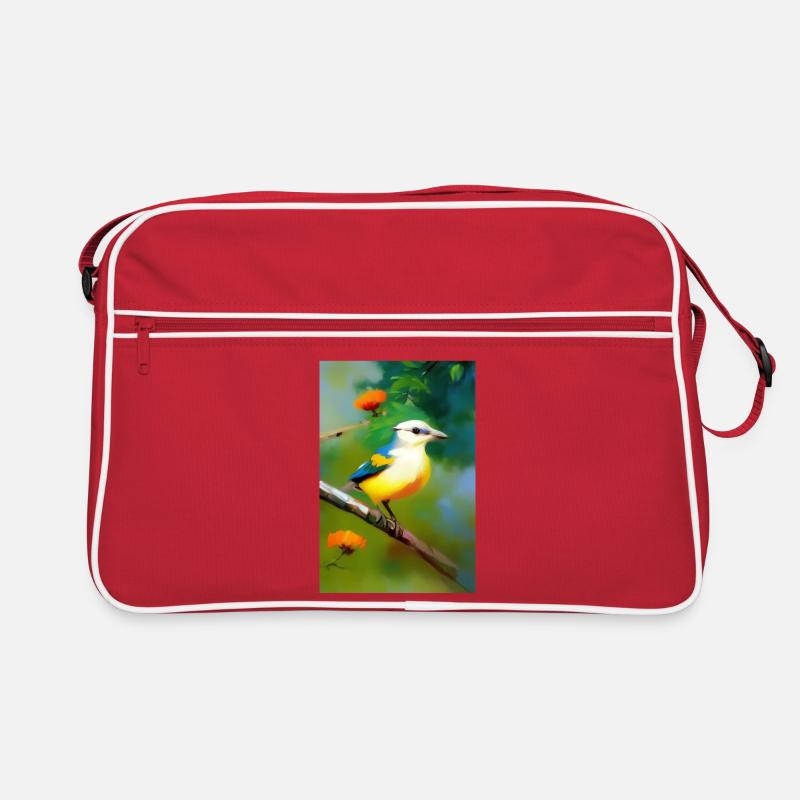 Oiseau sur branche avec fleurs Sac Retro