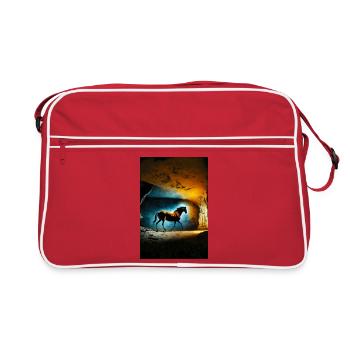 Prähistorisches Pferd 01 - Retro Tasche - Rot/Weiß - Vorne
