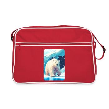 Polarbär im ewigen Eis - Retro Tasche - Rot/Weiß - Vorne