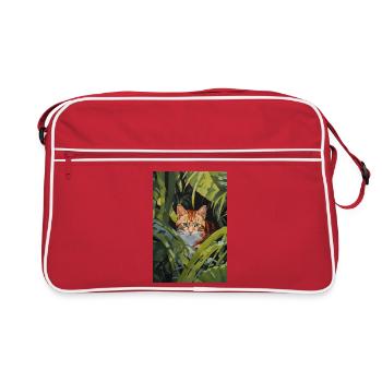 Illustration de chat roux mignon - Sac Retro - rouge/blanc - Devant
