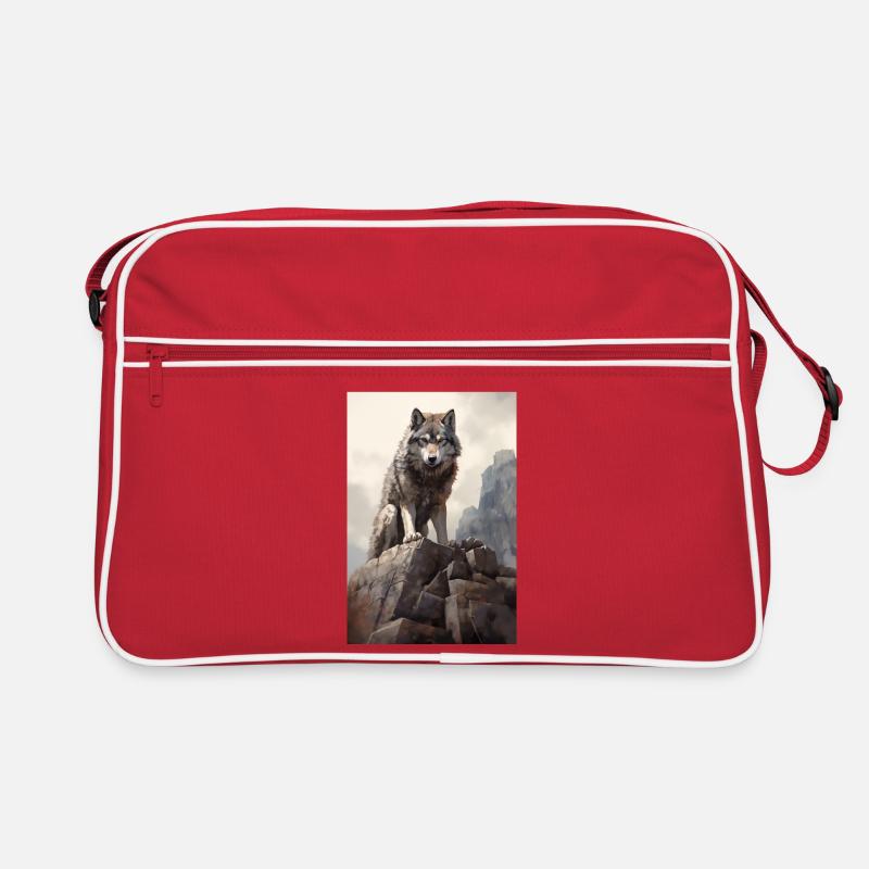 Illustration de Loup - Sac Retro - rouge/blanc