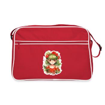 Petite Elfe Cheveux Verts Chemise Fleurie Fantastique - Sac Retro - rouge/blanc - Devant