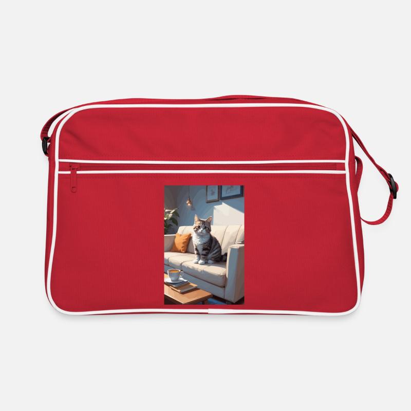 Katze auf Sofa Retro Tasche