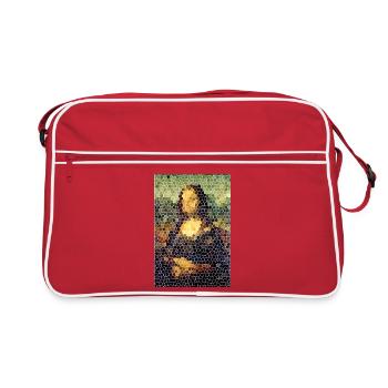 La Joconde - Mona Lisa - Style vitrail - Sac Retro - rouge/blanc - Devant