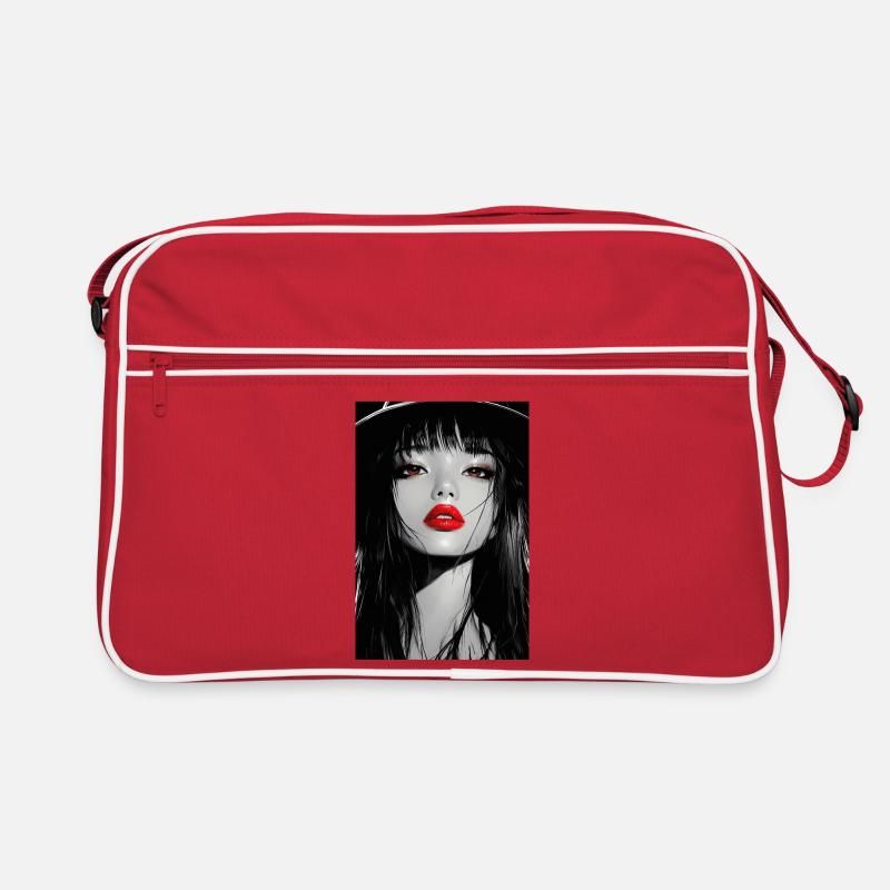Red Lips Gothic Portrait Retro Bag