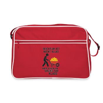 Reichtum ist nicht alles Grund zur Klage - Retro Tasche - Rot/Weiß - Vorne