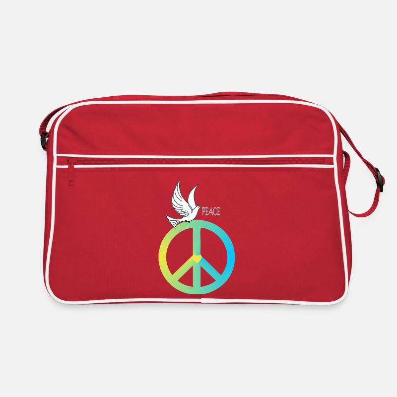 Peacezeichen Friedenstaube - Retro Tasche - Rot/Weiß