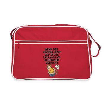 Drôle de toilette disant que le papier toilette démange - Sac Retro - rouge/blanc - Devant