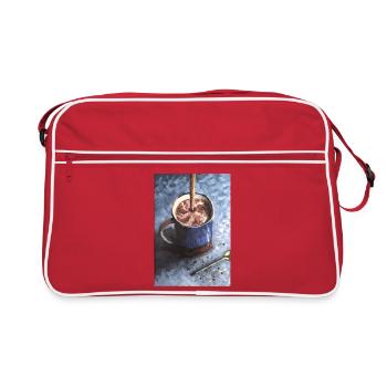 Coffee Choco Mug with Swirling Cocoa Art - Retro Bag - red/white - Front