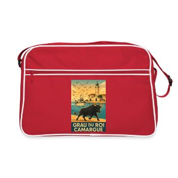 Taureau de Camargue Grau Du Roi au Soleil Levant - Sac Retro - rouge/blanc - Devant