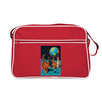 Chats cosmiques aventure lunaire, chats sur la lune - Sac Retro - rouge/blanc - Devant