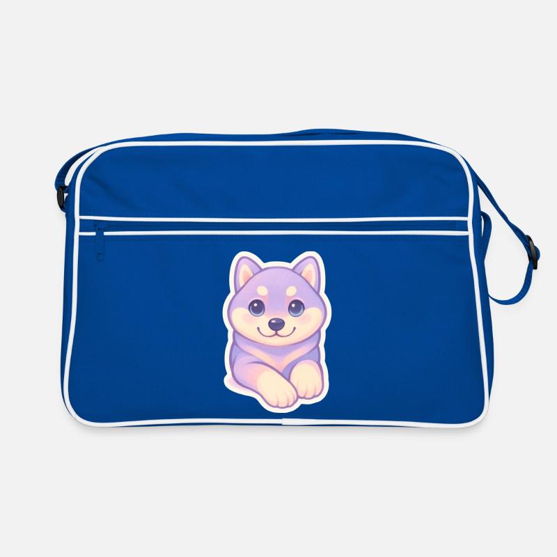 Lilac Chibi Puppy on Soft Background Retro Bag