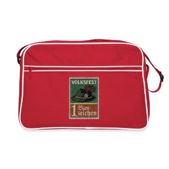 Bayerisches Volksfest Bierzeichen mit Trachtenhut  - Retro Tasche - Rot/Weiß - Vorne