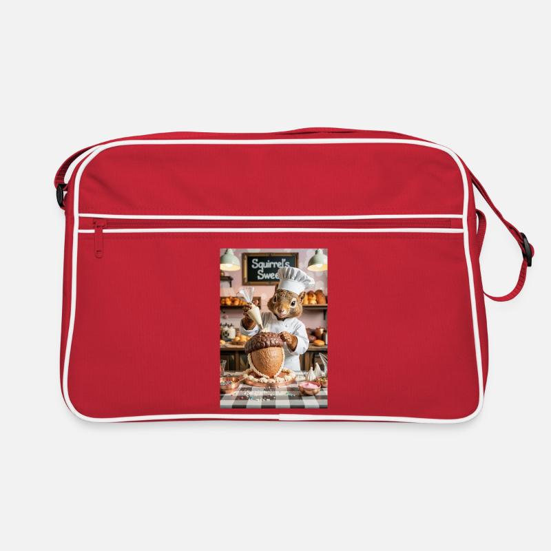 Humanoider Eichhörnchen-Koch mit Schokoladenkuchen Retro Tasche