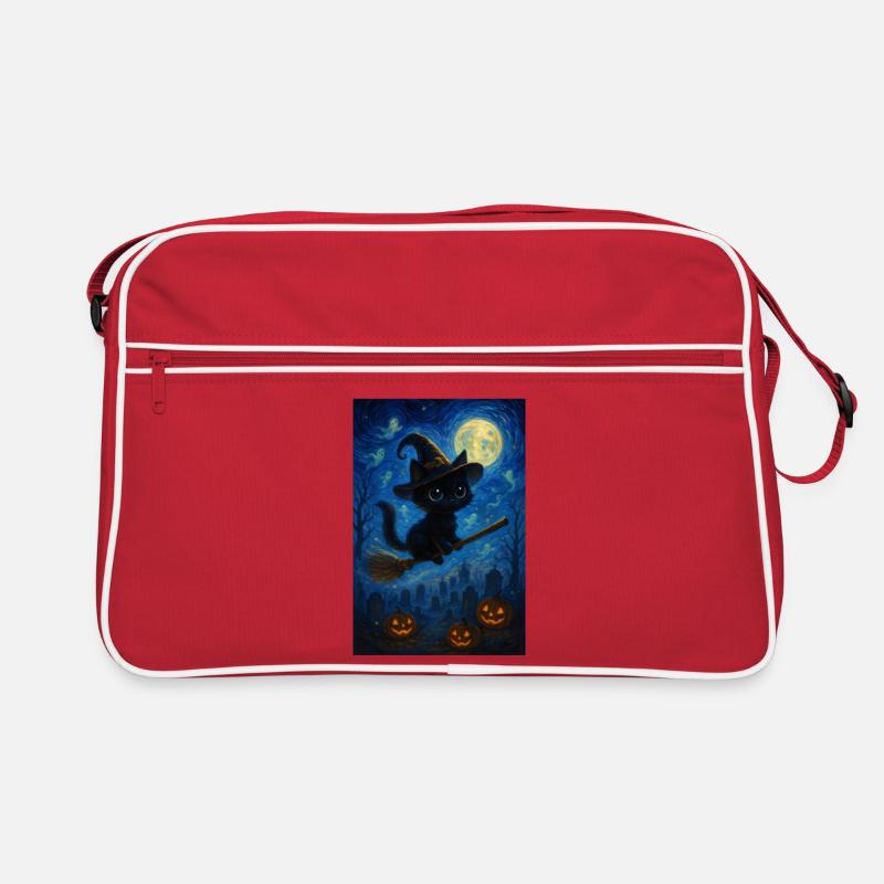 Chat sorcière mignon d'Halloween Sac Retro