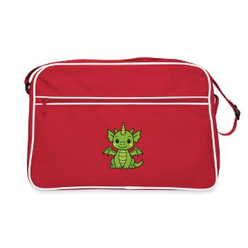 Drôle de dragon avec corne et ailes - Sac Retro - rouge/blanc - Devant