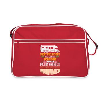 Camper Camping Caravan Saying - Retro Bag - red/white - Front