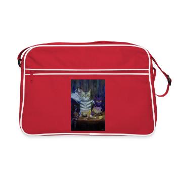 Cats and Rats Enjoy a Tea Party - Retro Bag - red/white - Front