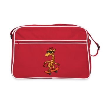 Girafe de skateboard élégante avec des lunettes de soleil - Sac Retro - rouge/blanc - Devant
