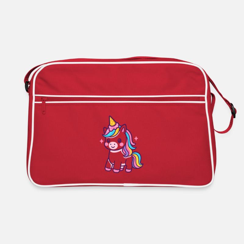 Buntes Einhorn mit Regenbogenmähne Retro Tasche