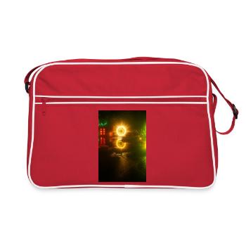 Glowing Neon Reflection Motif - Retro Bag - red/white - Front