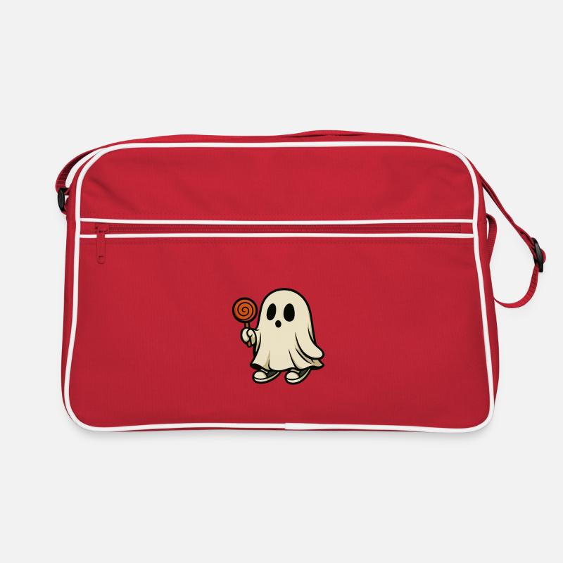 Greedy Ghost with Lollipop – Design Halloween m - Retro Bag - red/white