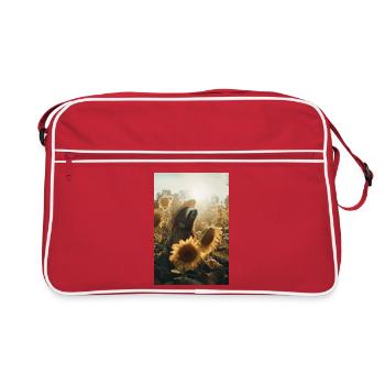 Paresseux dans le champ de tournesol avec chapeau, se détendre - Sac Retro - rouge/blanc - Devant