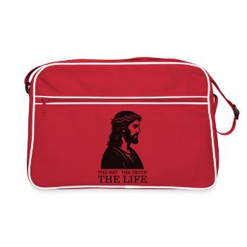 Jesus silhouette with crown of thorns - Retro Bag - red/white - Front